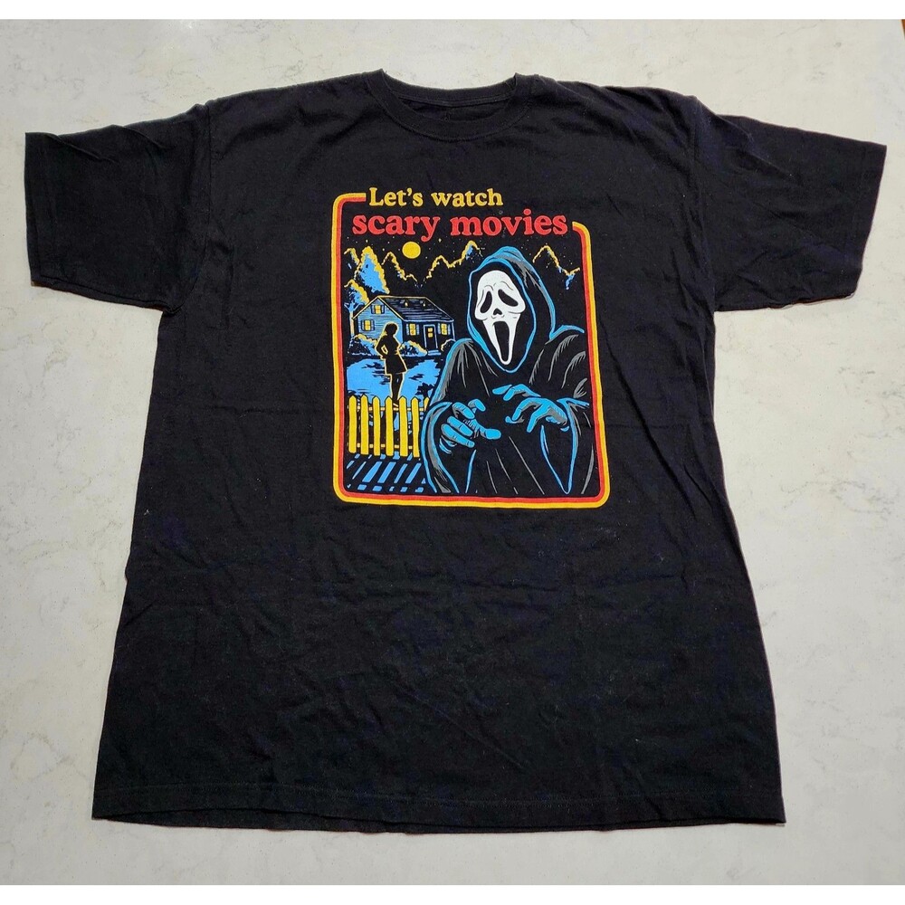 Scream Movie Ghost Face Let's Watch Scary Movies Horror Movie T-Shirt XL EUC